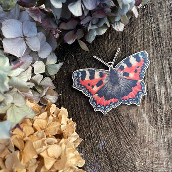 Small Tortoiseshell Butterfly Wooden Decoration, 3 of 4
