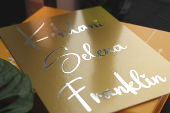 Custom Foil Name Vinyl Decals, Wedding Favor Tags And Flute Decor, 9 of 10