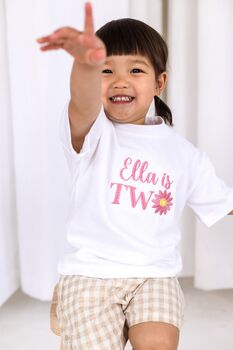 Personalised Daisy First/Second Birthday T Shirt, 4 of 9