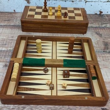 Wooden Backgammon Playing Game Set, 4 of 8