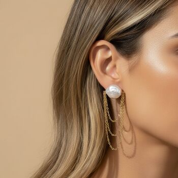 Pearl 18k Gold Plated Waterproof Chain Earrings, 2 of 4
