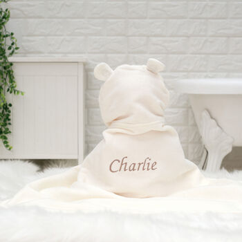 Personalised Smiley Teddy Baby Towel, 2 of 9