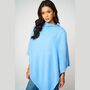 Sky Blue 100% Cashmere Multi Ways Button Poncho Shawl Gift Boxed, thumbnail 1 of 12