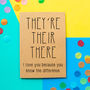 'Their, They're, There' Funny Valentine's Day Card, thumbnail 1 of 2