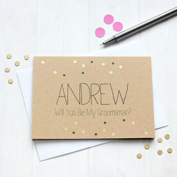 Personalised 'Be My Groomsman' Gold Dots Wedding Card, 3 of 4