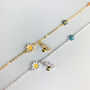 Sterling Silver Bee And Flower Charm Bracelet, thumbnail 1 of 6