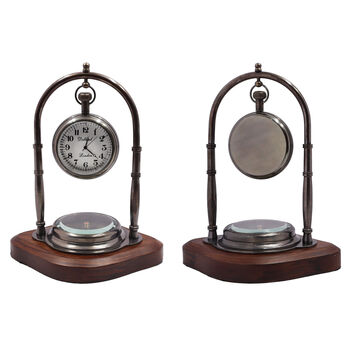 Personalised Desk Clock With Compass, 5 of 12