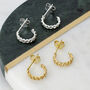 Gold Plated Or Sterling Silver Chain Mini Hoop Earrings, thumbnail 2 of 6