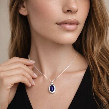 Personalised Sterling Silver Amethyst Gemstone Locket Necklace With Photos, 2 of 8