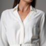 Johanna Ivory Classic Crepe Midi Shirt Dress, thumbnail 4 of 4
