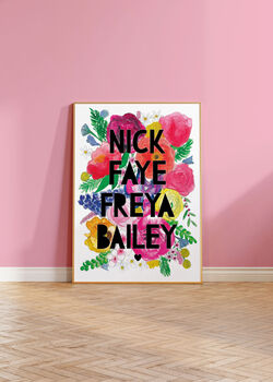Watercolour Florals Personalised Family Print, 3 of 7