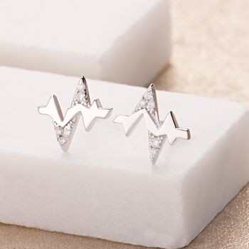 Heartbeat Stud Earrings, Sterling Silver Or Gold Plated, 3 of 7