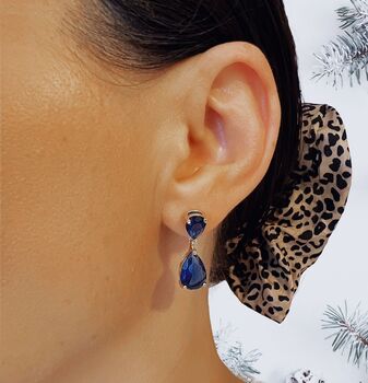 Blue Sapphire Christmas Earrings, 2 of 6
