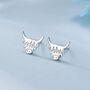 Sterling Silver Dainty Highland Cow Stud Earrings, thumbnail 1 of 11