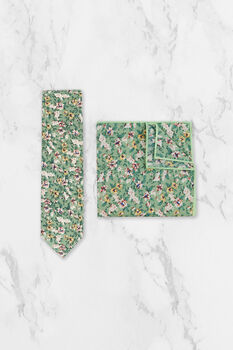 Handmade Wedding Tie In Sage Green Floral Print, 4 of 8