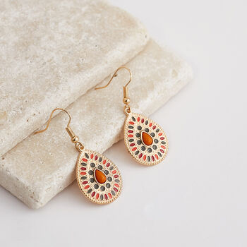 Red And Orange Teardrop Earrings, 3 of 3