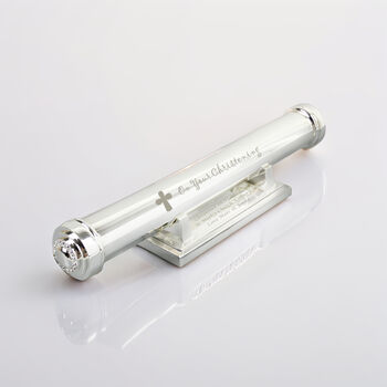 Personalised Christening Cross Silver Plated Holder, 2 of 5