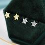 Tiny Cz Star Stud Earrings In Sterling Silver, thumbnail 4 of 12