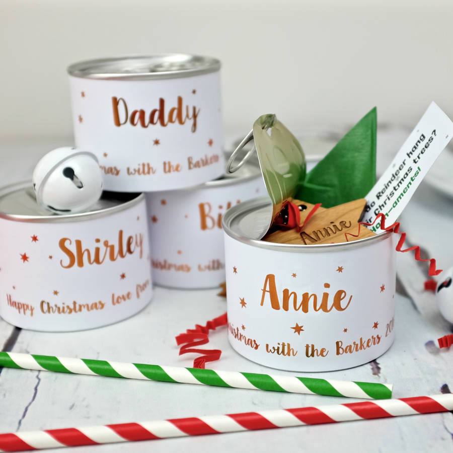 alternative personalised christmas cracker in tin by alternative personalised christmas cracker in tin by