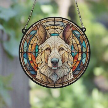 German Shepherd White Stained Glass Effect Suncatcher, 3 of 3