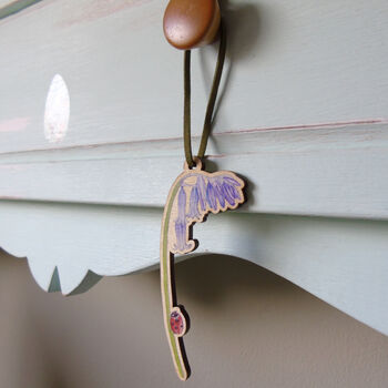 English Bluebell Hanging Wooden Decoration, 2 of 10