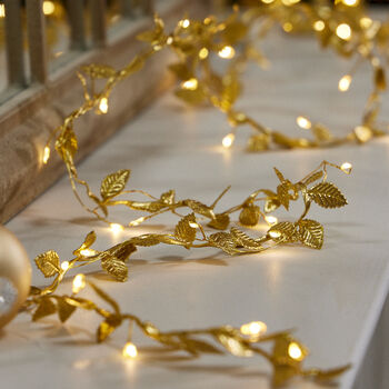 Golden Leaves String Garland With Lights, 3 of 4