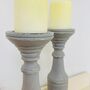 Pair Of Extra Large Vintage Painted Pillar Candlesticks, thumbnail 6 of 6