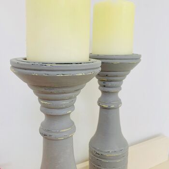 Pair Of Extra Large Vintage Painted Pillar Candlesticks, 6 of 6