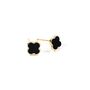 Black Small Clover Stud Earring In 14 K Gold Plate, thumbnail 2 of 3