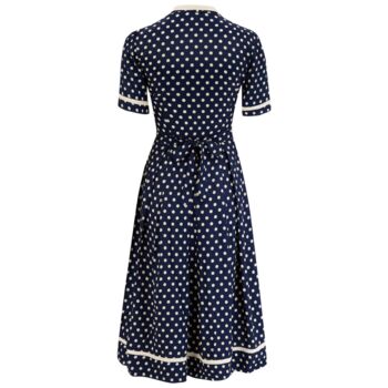 Francoise Dress In Navy Polka Vintage 1940s Style, 2 of 3