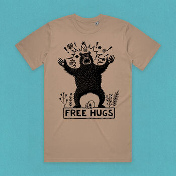 Free Hugs Festival Bear Adult Men's T Shirt, 7 of 10