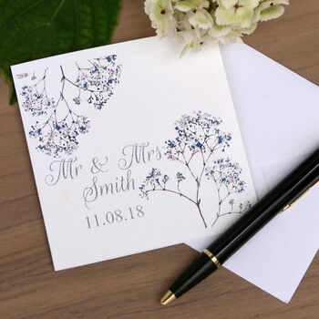 Personalised Blue And Grey Floral Wedding Card, 2 of 2