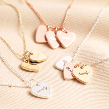 Personalised Family Small Wide Heart Charm Necklace, 2 of 10