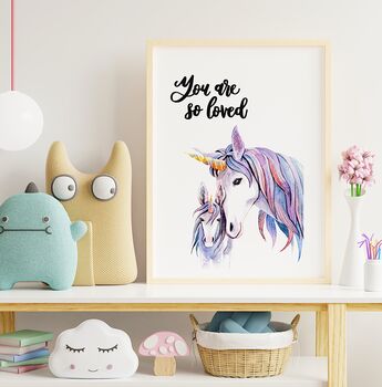 You Are So Loved Unicorn Nursery Print, 3 of 5