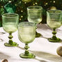 Palermo Set Of Four Green Ribbed Wine Glasses, thumbnail 1 of 5