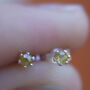 Tiny Yellow Diamond Studs In Sterling Silver, thumbnail 1 of 5