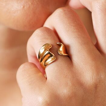 Stainless Steel Open Wave Adjustable Ring, 2 of 4