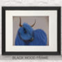 Highland Cow In Blue Art Print Framed Or Unframed, thumbnail 3 of 6