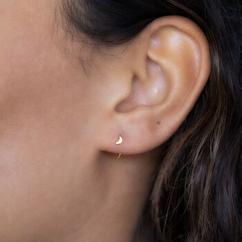 Crescent Moon Pull Through Hoop Earrings, 5 of 8