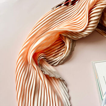 Pleated Candy Stripes Silky Scarf In A Handbag Box, 3 of 8
