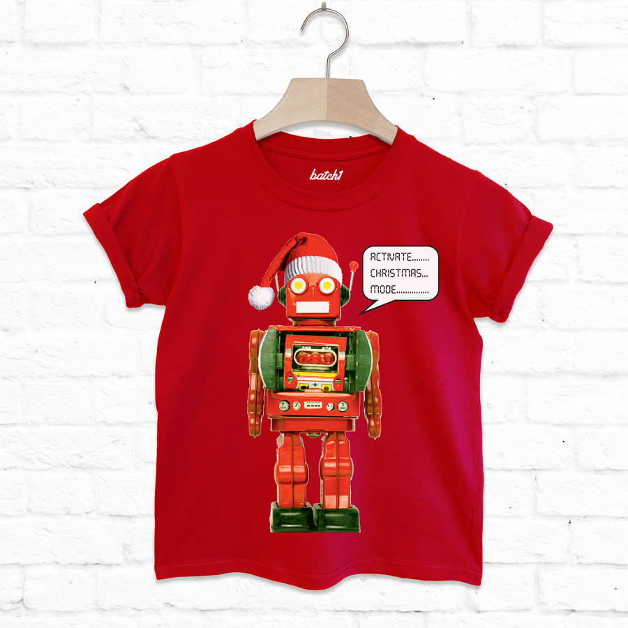 Activate Christmas Mode Kids Christmas Robot T Shirt