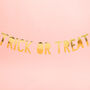 Halloween Gold Trick Or Treat Banner Garland, thumbnail 1 of 3