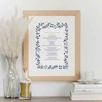 Wedding Reading Personalised Floral Poem Print, 9 of 10