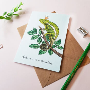 'One In A Chameleon' Greetings Card, 2 of 2