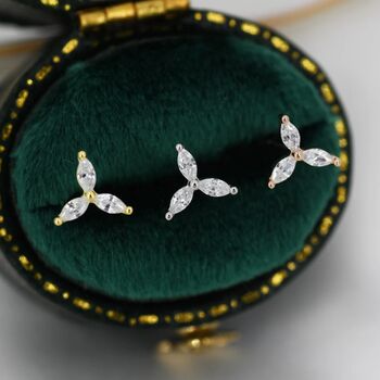 Marquise Cz Stud Earrings In Sterling Silver, 5 of 12