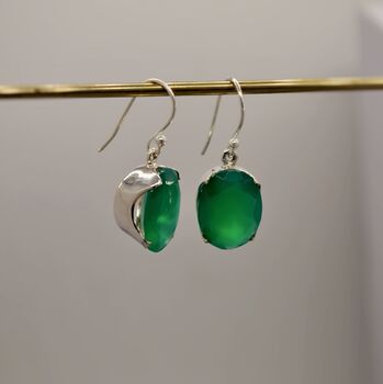 Green Onyx Silver Earrings, 10 of 12