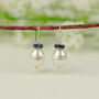 White Shell Pearl And Sapphire Drop Earrings, thumbnail 1 of 4