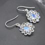 Floral Rainbow Moonstone Earrings: Silver Or Gold, thumbnail 1 of 11