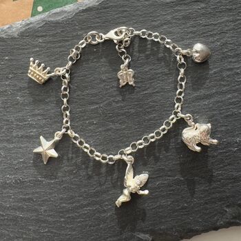 Girl's Charm Bracelet With Heart Charm, 3 of 5