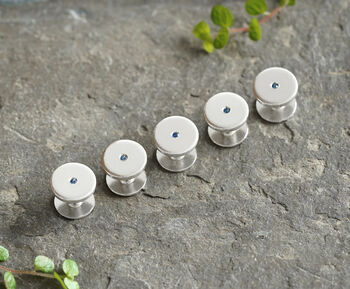 Classic Sapphire Cufflinks In Sterling Silver, 3 of 4
